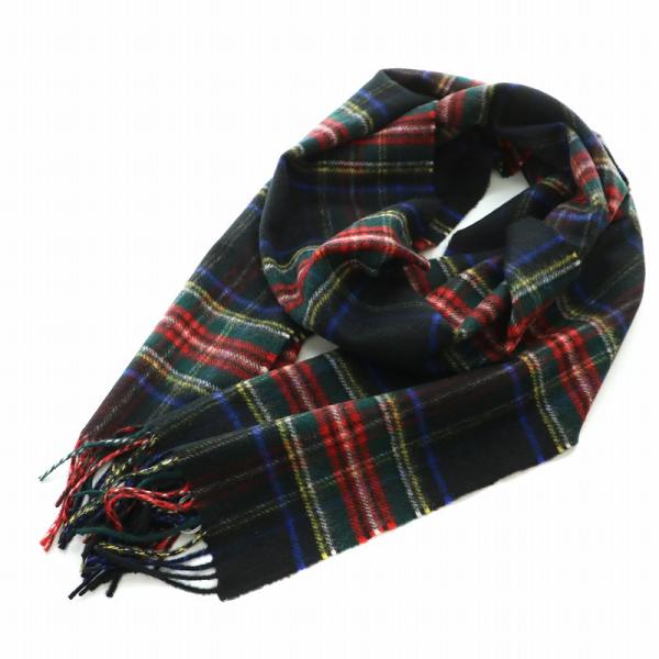 【中古】ジョンストンズオブエルガン Johnstons of Elgin ストール フリンジ チェック柄 カシミヤ マルチカラー 未使用品 ジョンストンズオブエルガン Johnstons of Elgin マフラー