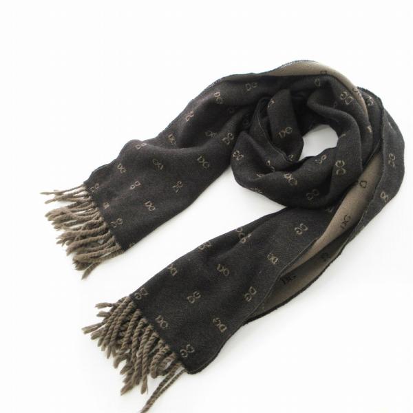 DOLCE & GABBANA 黒 カシミヤ100% ストール フリンジ