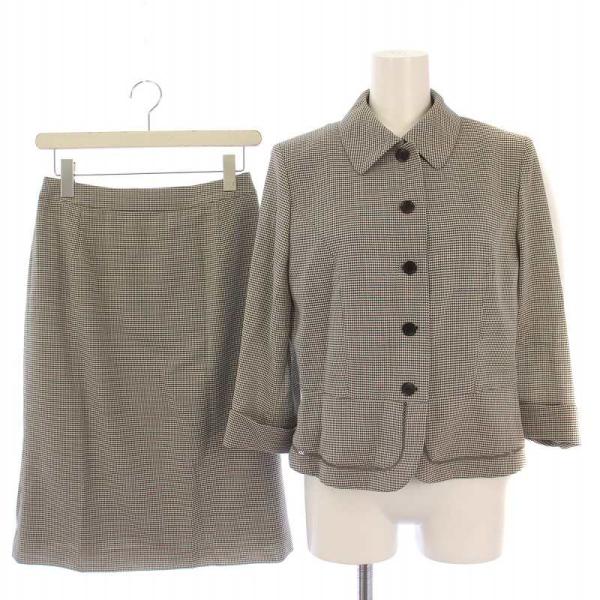 コルディア CORDIER セットアップ ジャケット 七分袖 スカート ひざ丈 チェック柄 ウール 40 黒 グレー /BM レディース【ブランド】コルディア CORDIER【表記サイズ】40【実寸サイズ】ジャケット 肩幅：37cm　ジャケ...