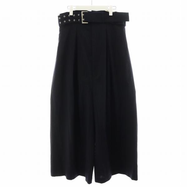 メゾンスペシャル MAISON SPECIAL ワイドパンツ ストライプ柄 36 S 紺