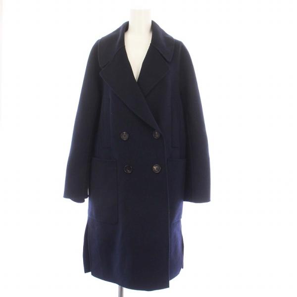 S MaxMara ネイビー ダブルブレストピーコート S maxmaraネイビー ダブルブレスト ピーコート - メルカリ