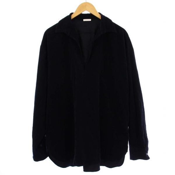 【中古】ブランワイエム Summer Corduroy Skipper Shirt サマーコーデュロイ スキッパーシャツ 長袖 L ネイビー ブランワイエム Blanc YM Summer Corduroy Skipper Shirt サマー