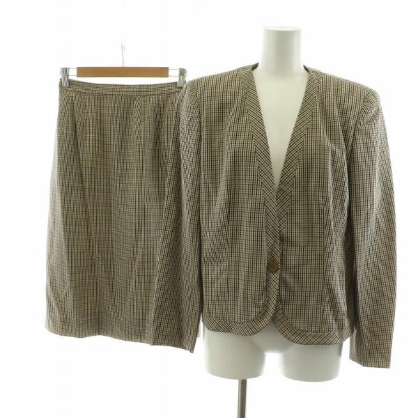 アクアスキュータム セットアップ 2点セット 上下 タイトスカート ノーカラージャケット ロング チェック ヴィンテージ 9 ベージュ【ブランド】アクアスキュータム AQUASCUTUM【表記サイズ】9【実寸サイズ】ジャケット 肩幅：約40...
