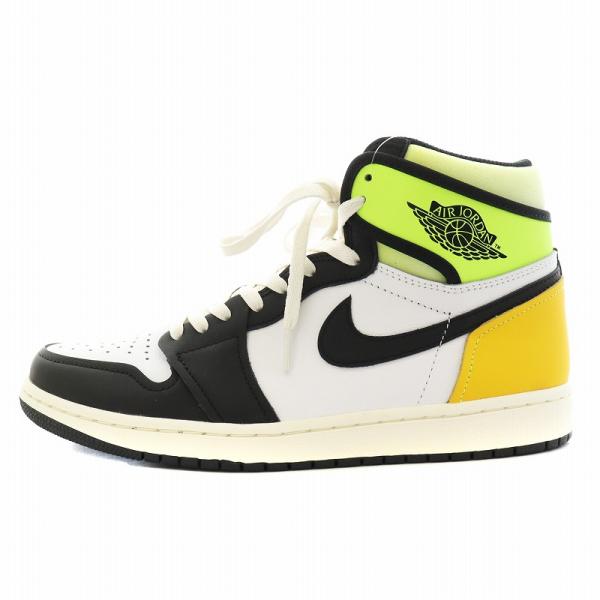 【中古】Jordan Brand バスケットボールシューズ 黒/白/黄色 エア ジョーダン 1 ナイキ エアジョーダン レトロ ハイ NIKE AIR