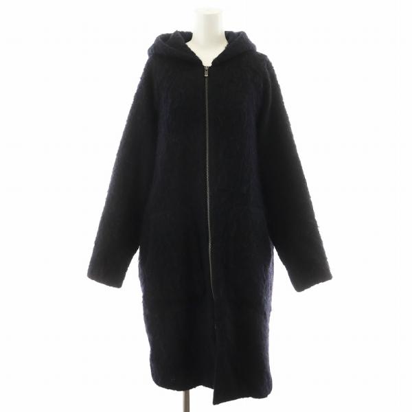 【中古】ロンハーマン Ron Herman コート ロング丈 起毛 フード ウール モヘヤ混 アウター S 黒 521020022-1071 ロンハーマン Ron Herman コート ロング丈 起毛 フード ウール モヘヤ