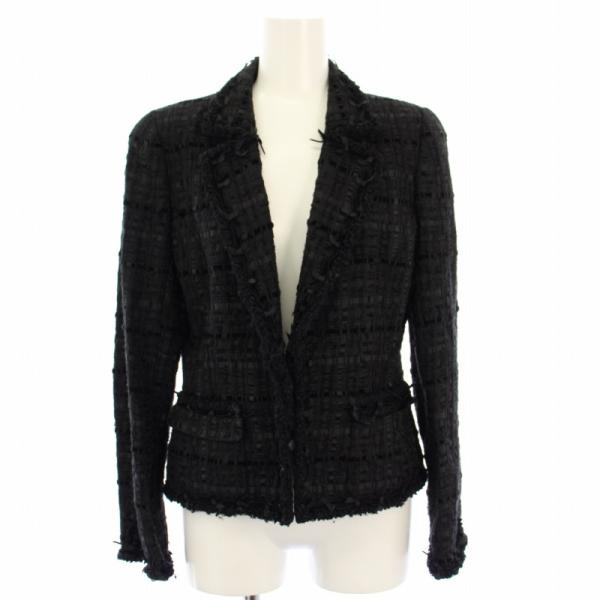 RENEルネ　ツイード　ジャケット Rene ルネ TISSUE テーラードジャケット ツイード 38 黒 6333220