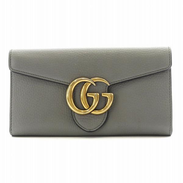 GUCCI グッチ GGマーモント 長財布 小銭入れ レザー グレー GUCCI グッチ GGマーモント 長財布 小銭入れ レザー グレー