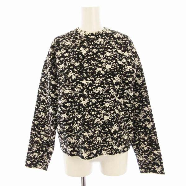 ルシェルブルー LE CIEL BLEU カットソー ニット 長袖 総柄 36 黒