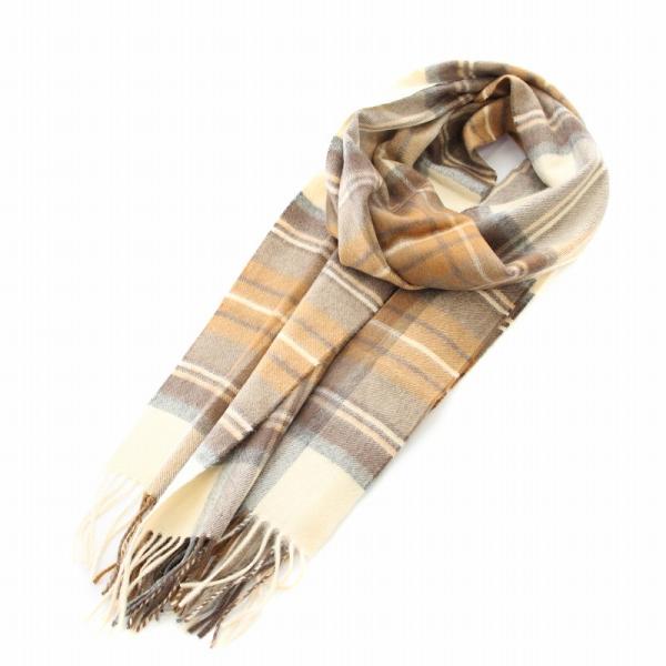 カシミヤ100%/美品✨ジョンストンズ　マフラー ストール チェック フリンジ ジョンストンズオブエルガン Johnstons of Elgin ストール マフラー