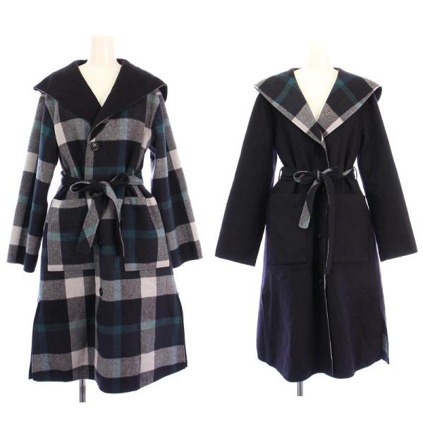 ブルーレーベルクレストブリッジ チェックダブルフェイスロングコート
