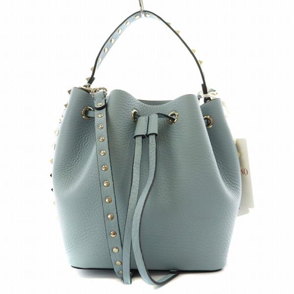 VALENTINO 水色　2wayショルダーバッグ 名東】ヴァレンティノ ロックスタッズ 2WAYミニトート