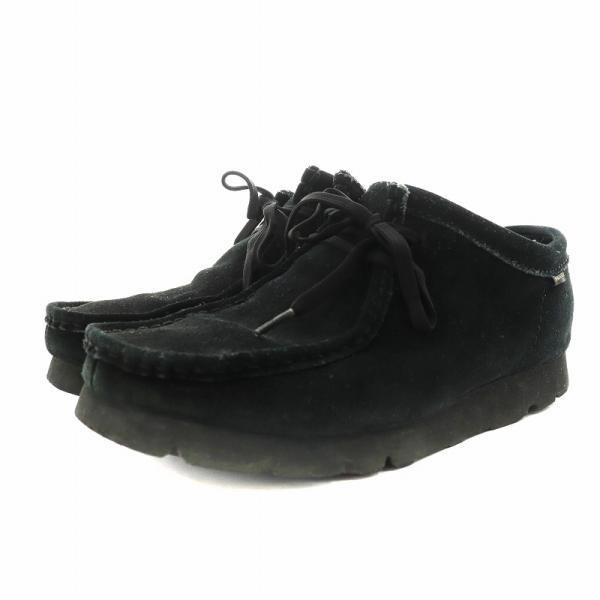 【中古】クラークス clarks ワラビー ゴアテックス Wallabee GTX モカシン スエード US9 黒 ブラック /AN7 ●D メンズ Clarks（クラークス） ワラビー ゴアテックス Wallabee GTX モカシン