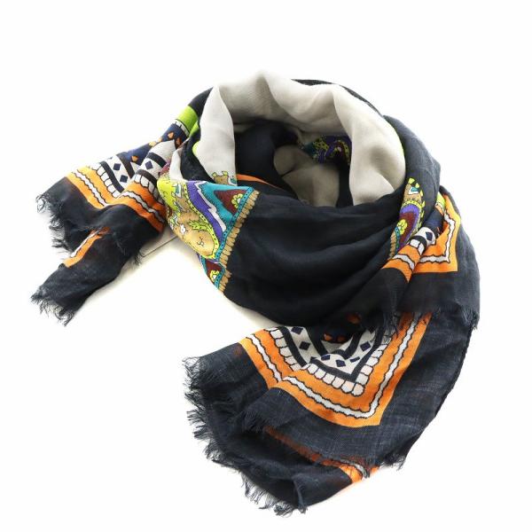 ETRO ペイズリー柄 ストール フリンジ付き ETRO エトロ 大判 ストール 光沢感 フリンジ付き ペイズリー