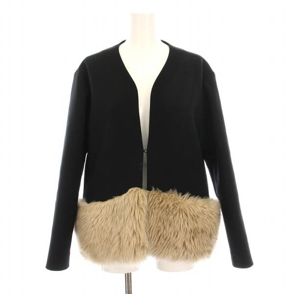 【中古】ヨーコチャン YOKO CHAN No-color Fur Jacket ノーカラー ファー ジャケット アウター 38 黒 YCJ-315-011 ヨーコチャン YOKO CHAN No-color Fur Jacket ノーカラー ファー