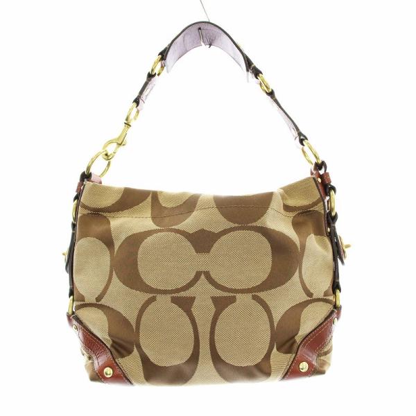 美品 正規品 コーチ COACH ハンドバッグ シグネチャー キャンバス 茶 coach コーチ ハンドバッグ シグネチャー キャンバス×レザー