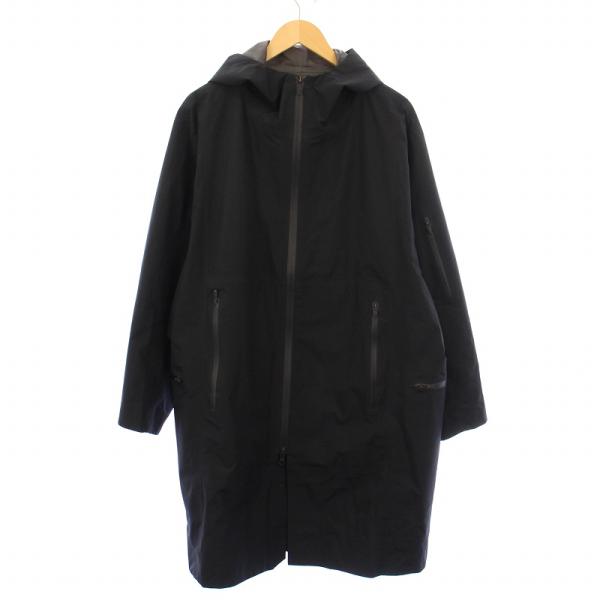 【中古】デサント TOMORROWLAND別注 GORE-TEX レインコート アウター ロング丈 ジップアップ フード ロゴ M 黒 vectorpremium_081-102506030253