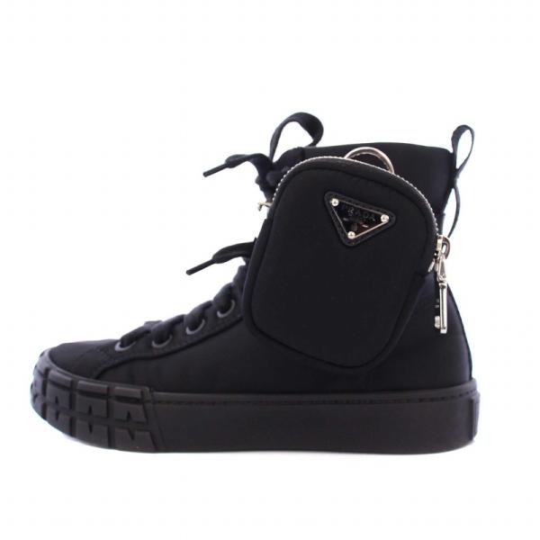 【中古】プラダ PRADA Re Nylon WHEEL SNEAKERS ホイールスニーカー ハイカット 36 黒 2TG174 /KH レディース PRADA（プラダ） PRADA Re Nylon WHEEL SNEAKERS ホイールスニーカー