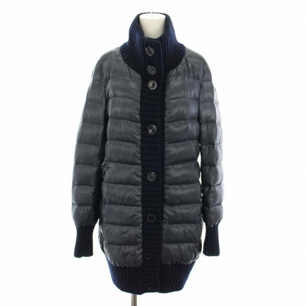 ヘルノ HERNO ダウンコート アウター ニット切替 42 紺 ネイビー