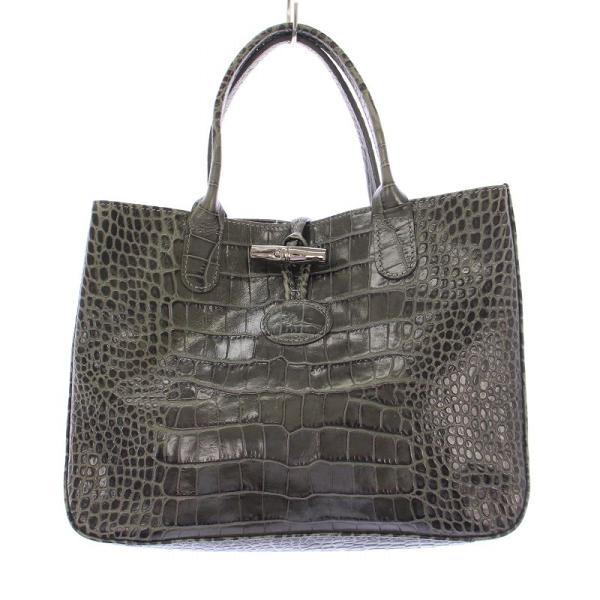 LONGCHAMP ロンシャン ロゾ ハンドバッグ クロコ型押し レザー