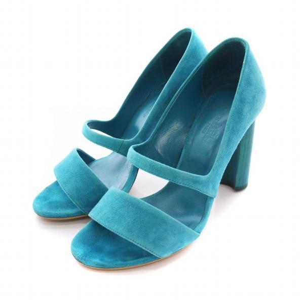 【中古】エルメス HERMES パンプス サンダル スエード ハイヒール 36.5 ライトブルー /YM レディース HERMES（エルメス） パンプス サンダル スエード ハイヒール 36.5