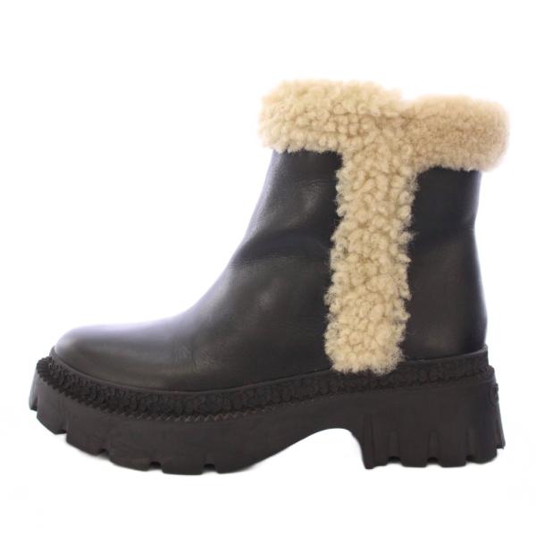 COACH（コーチ） ショートブーツ レザー ボア 厚底 タンクソール 23cm