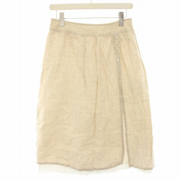 【Pallas Palace】リネン100％　キュロットスカート　ネイビー 20／－ムラ糸ダンガリーバルーンギャザースカート