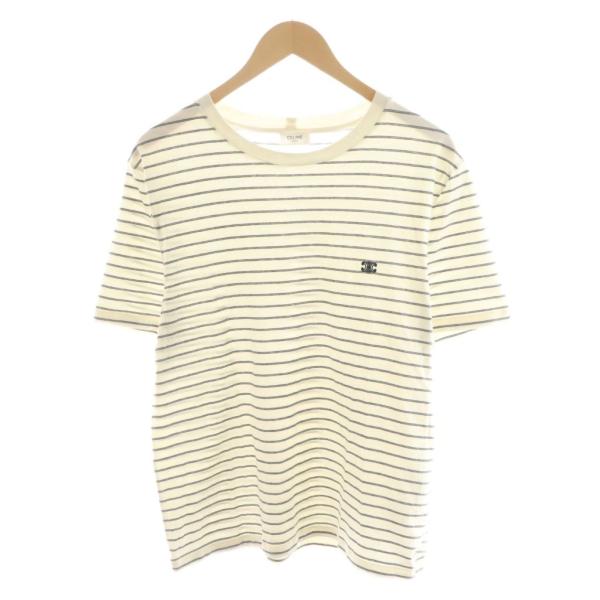 CELINE バイカラートリオンフ ロゴ 半袖 Tシャツ XS ホワイト CELINE バイカラートリオンフ ロゴ 半袖 Tシャツ XS ホワイト