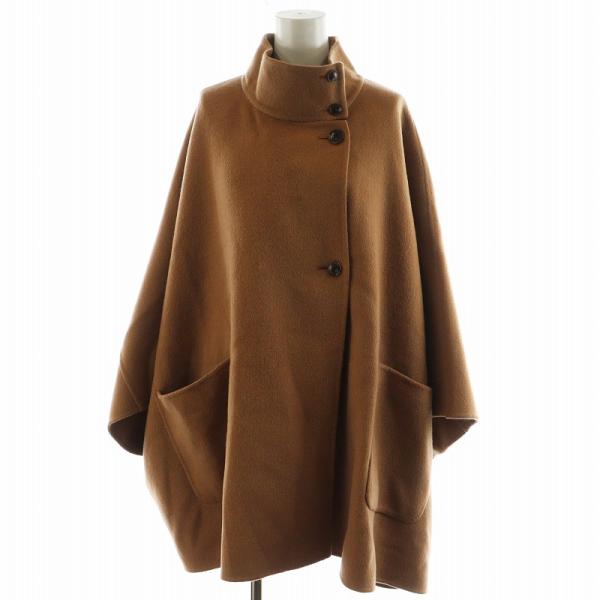 スローブイエナ　ブラウン フリース ポンチョ スローブ イエナ SLOBE IENA 23AW スタンドカラーダブルフェイス