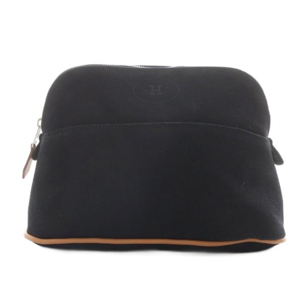 【中古】エルメス HERMES ボリードTPM ポーチ ロゴ刺繍 キャンバス 黒 ブラック /AN2 ■OH レディース HERMES（エルメス） ボリードTPM ポーチ ロゴ刺繍 キャンバス 黒