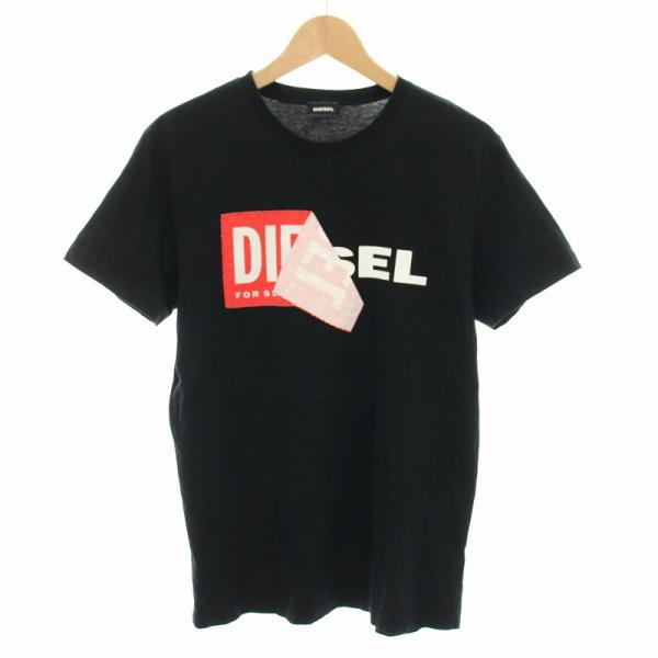 断捨離中! DIESEL ブラック 半袖Tシャツ ロゴ入り L ディーゼル DIESEL ディーゼル DIESEL Tシャツ 半袖 メンズ