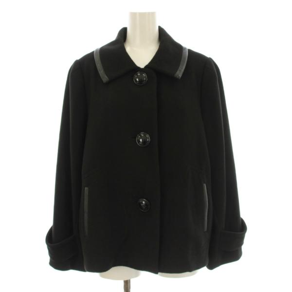 ピエールカルダン Pierre Cardin ligne ステンカラーコート ショート 46 黒 ブラック 866266-18 /KU レディース