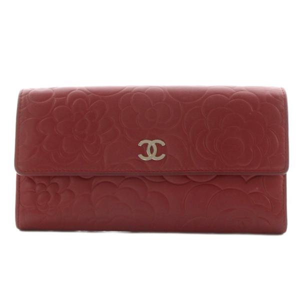 CHANEL カメリア 二つ折り長財布 ココマーク 長財布 レザー CHANEL シャネル カメリア ココマーク 長財布 二つ折り 小銭入れ 型