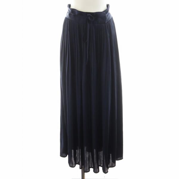 【中古】マメクロゴウチ  Mame Kurogouchi Pleated Long Skirt フレアスカート ロング丈 2 紺 ネイビー MM19SS-SK713 マメクロゴウチ Mame Kurogouchi Pleated Long Skirt フレアスカート