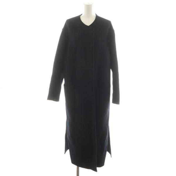 【中古】ミューズ ドゥーズィエム クラス victorian リバーロングノーカラーコート ウール アウター 38 黒 ミューズ ドゥーズィエム クラス MUSE de Deuxieme Classe victorian