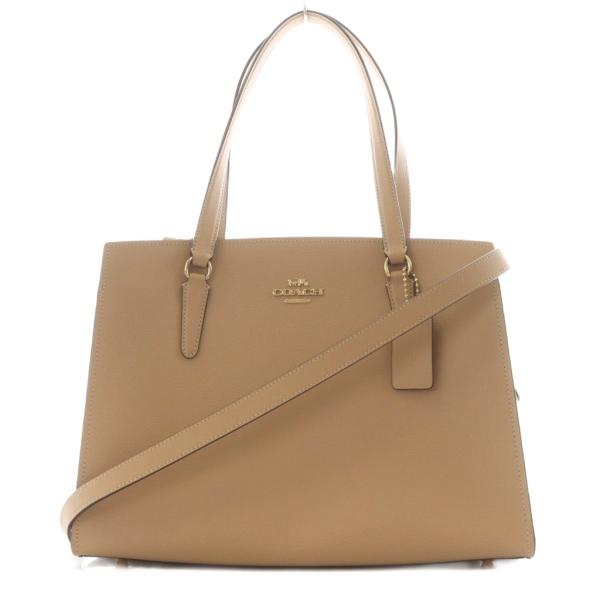 ［Mari］(美品)COACH クリーム色 レザー トートバッグ COACH ベージュ レザートートバッグ