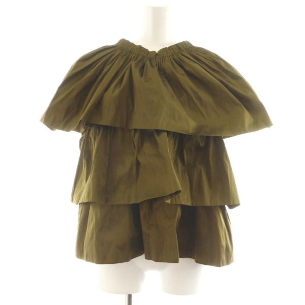【中古】未使用品 サラマリカ sara mallika フリルレイヤードトップ シャツ ブラウス ノースリーブ カーキ 020142SB2 未使用品 サラマリカ sara mallika フリルレイヤードトップ シャツ