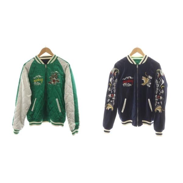 レア　Disney ディズニー ミッキーマウス リバーシブル スカジャン　刺繍 レア Disney ディズニー ミッキーマウス リバーシブル スカジャン 刺繍