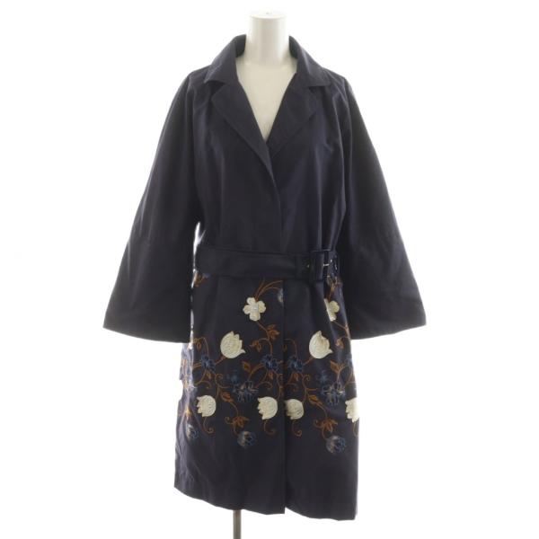 ヘルノ HERNO チェスターコート ロング丈 エンブロイダリー 刺繍 花柄