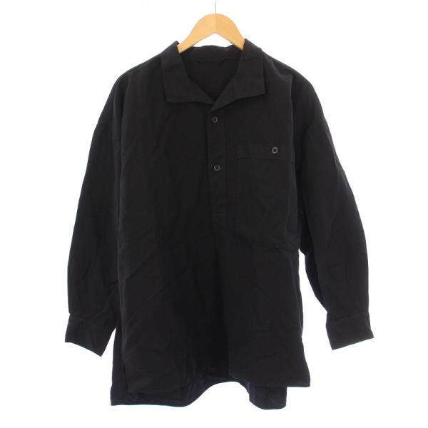 【中古】キャプテン サンシャイン スタンドカラースモックフィンクスリネンギャバジンシャツ カジュアル 長袖 黒 キャプテン サンシャイン スタンドカラースモックフィンクスリネン