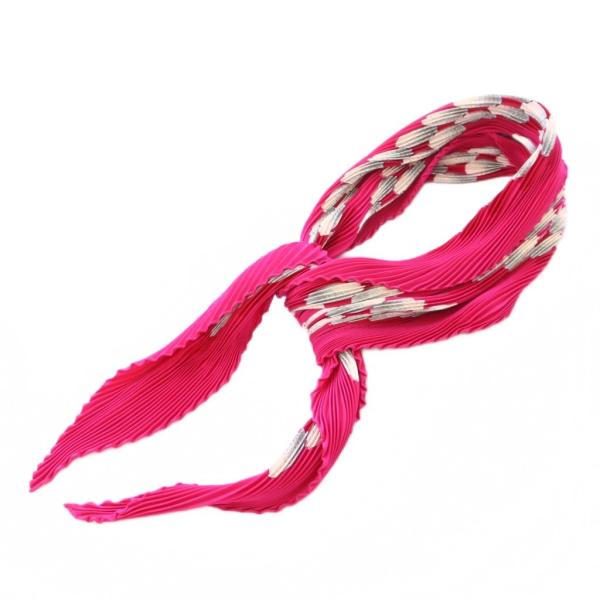 HERMES エルメス スカーフ ストレッチ 総柄 プリーツ加工 ピンク /BB  