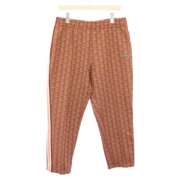 【中古】ラコステ サイドテーピングモノグラムジャカードトラックパンツ イージー スラックス ウエストゴム ロゴ 茶 vectorpremium_081-102508210479