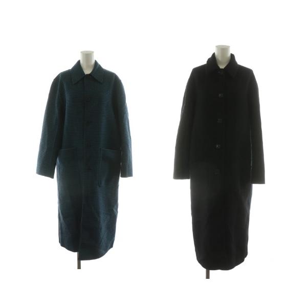 【中古】ポールスミス リバーシブルコート アウター ロング 千鳥格子 40 ブラック ライトブルー SCPPNW0135 Paul Smith（ポール・スミス） リバーシブルコート アウター ロング