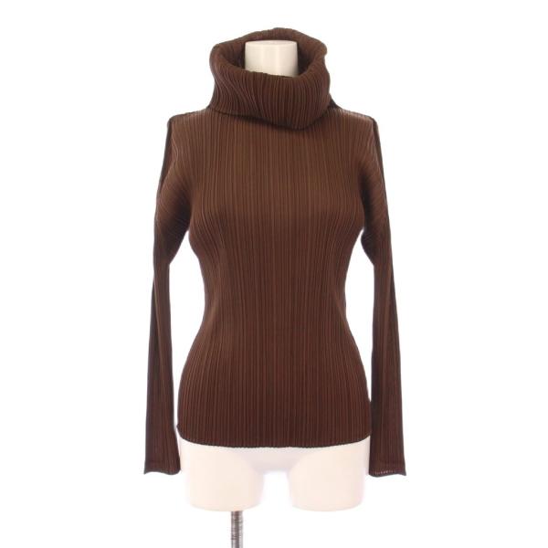 プリーツプリーズ　ベージュ　タートルネック長袖トップス プリーツプリーズ PLEATS PLEASE イッセイミヤケ カットソー