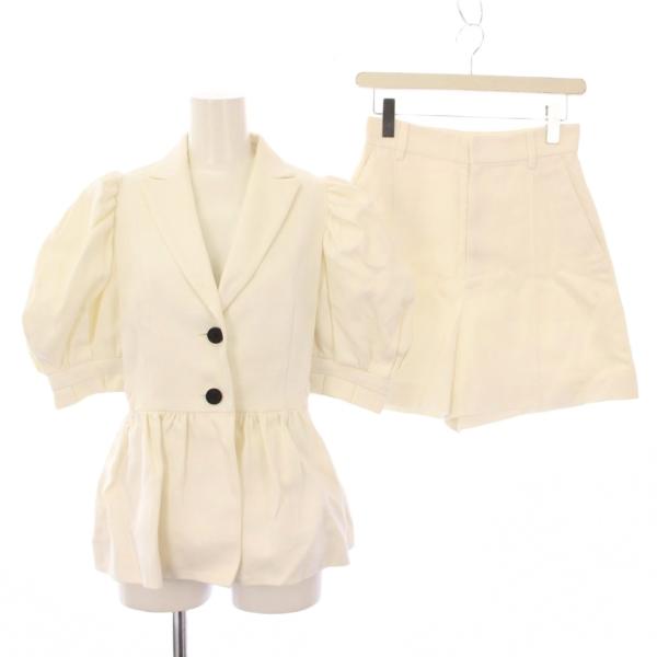 【中古】ラドロー LUDLOW 22SS セットアップ ショートパフスリーブジャケット ショートパンツ 1 白 ラドロー LUDLOW 22SS セットアップ ショートパフスリーブジャケット