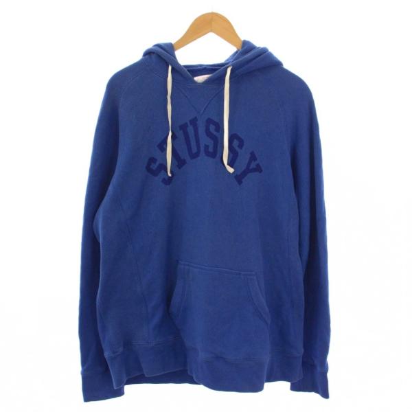 [大人気]　ステューシー　パーカー　ストックロゴ　刺繍　シンプル◎　ブルー STUSSY（ステューシー） パーカー スウェット トレーナー プルオーバー