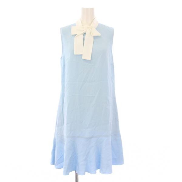 【中古】レッド ヴァレンティノ RED VALENTINO ノースリーブワンピース ひざ丈 リボン 40 ライトブルー IR3VAFJ5IT9 レッド ヴァレンティノ RED VALENTINO ノースリーブワンピース ひざ丈
