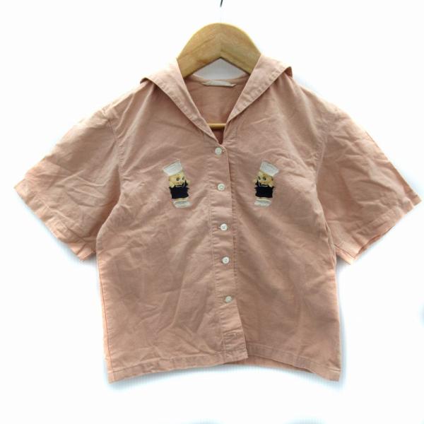 ベビーピンクハウス BABY PINK HOUSE カジュアルシャツ 半袖 セーラーカラー キューピー 刺繍 S 100cm サーモンピンク 女の子 キッズ【ブランド】ベビーピンクハウス BABY PINK HOUSE【表記サイズ】S（サイ...