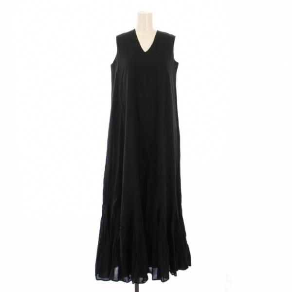 【中古】未使用品 マリハ 夏の月影のドレス フレアワンピース マキシ ロング ノースリーブ Vネック 無地 36 黒 未使用品 マリハ MARIHA 夏の月影のドレス フレアワンピース マキシ