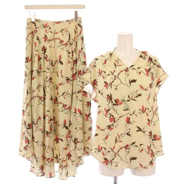 【中古】セオリー セットアップ シャツ ブラウス プルオーバー 半袖 フレンチスリーブ フレアスカート ベージュ theory（セオリー） セットアップ シャツ ブラウス プルオーバー 半袖