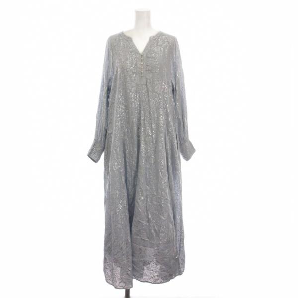 ヌキテパ 23SS コットンボイル ホイル フラワープリント パネル ドレス